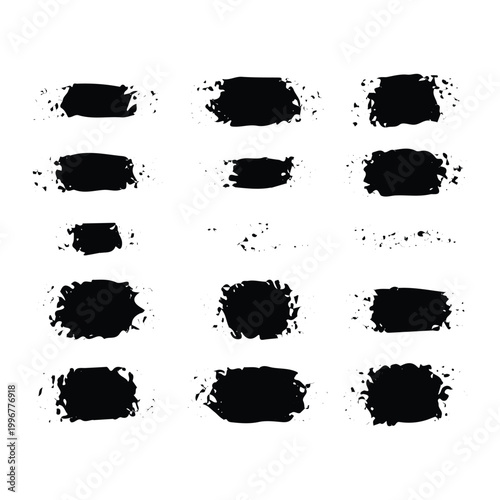 Black grunge brush stroke banner set vector