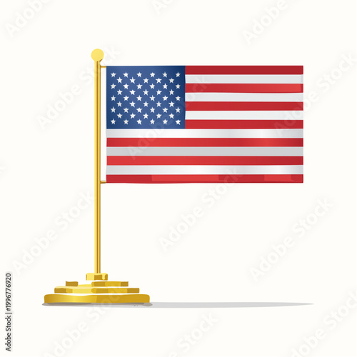 American Flag on a Golden Stand