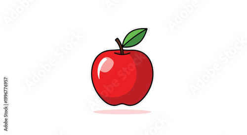 A bright red cartoon apple illustration.