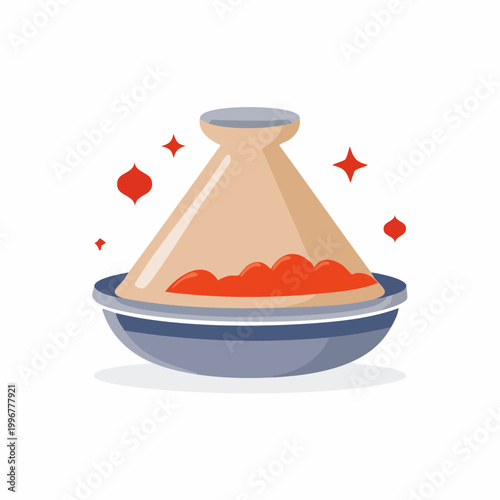 Illustration of a Tagine Pot with Food