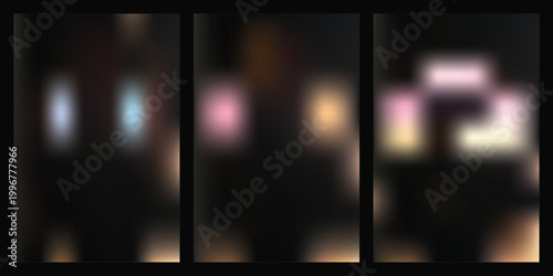 Blurry abstract composition with colorful lights on dark background