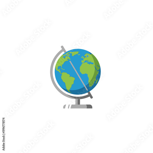 Educational terrestrial globe icon for geography and science with geography