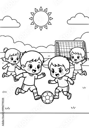Little football players coloring page