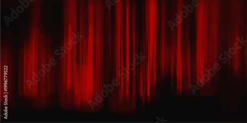 Bright red theater curtain backdrop with abstract wavy lines and a glowing light effect for a professional stage show or cinema design wallpaper