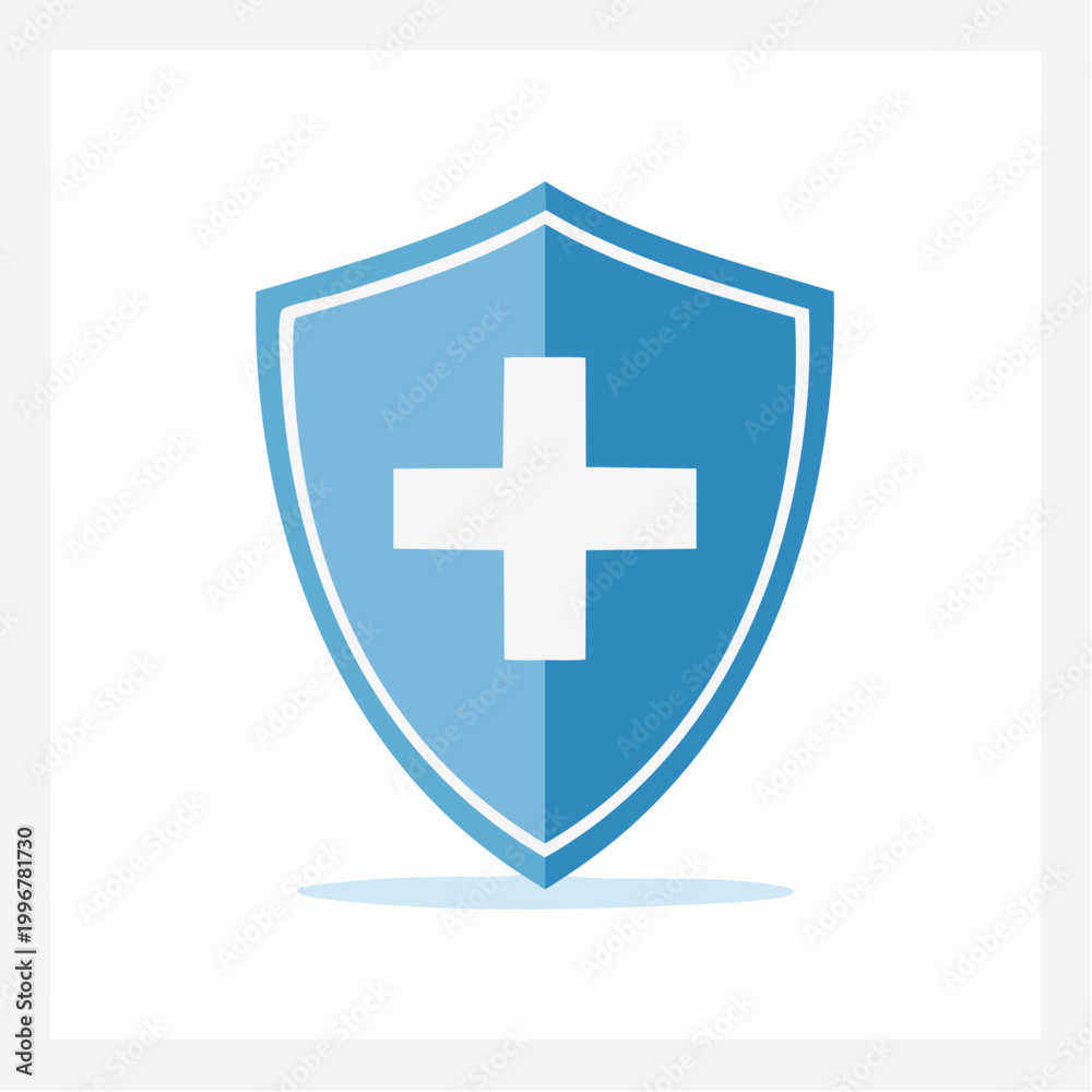 Fototapeta premium Blue Shield with White Cross Icon