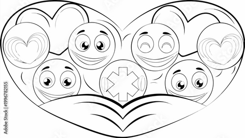 Heartfelt smiles with medical symbol vector illustration for healthcare concepts