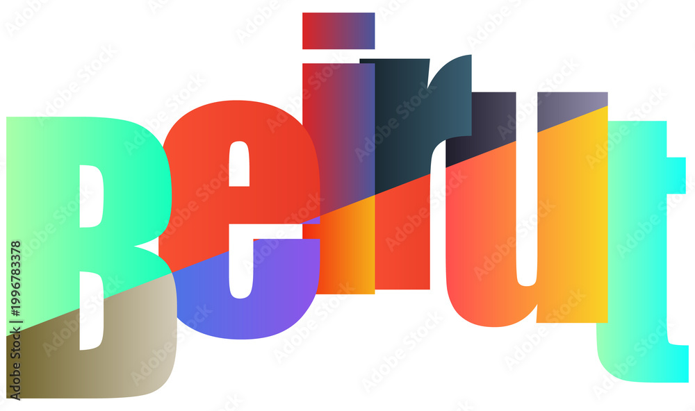 Fototapeta premium Colorful stylized letters spelling out modern beirut name design