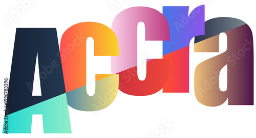 Colorful gradient letters forming stylish modern Accra logo design