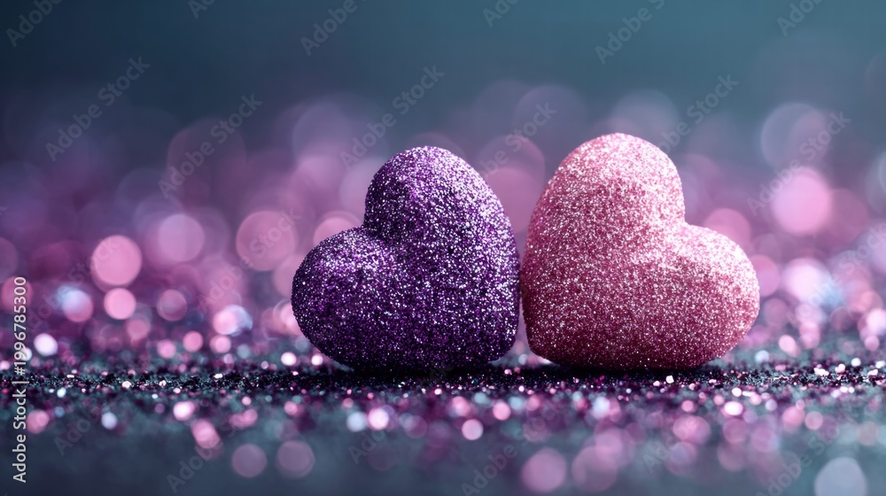 Obraz premium Glittering Hearts: A Romantic Valentine's Day Celebration