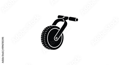 A striking black silhouette of a unicycle with a single large wheel silhouette