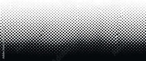 Black and White Halftone Dot Pattern Vector Background with Smooth Gradient Fade from Dark to Light