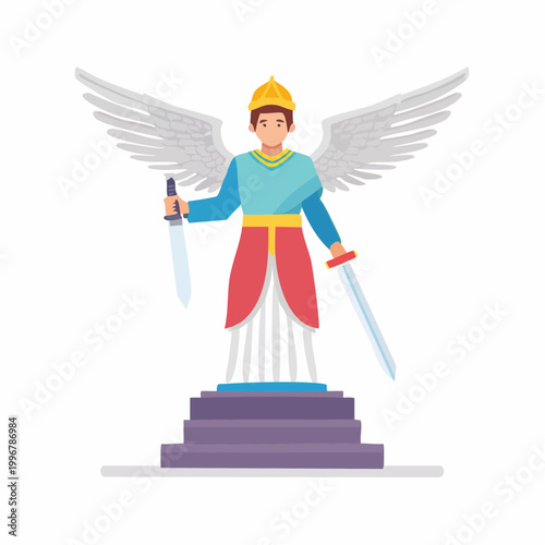 Angel Warrior with Swords and Wings