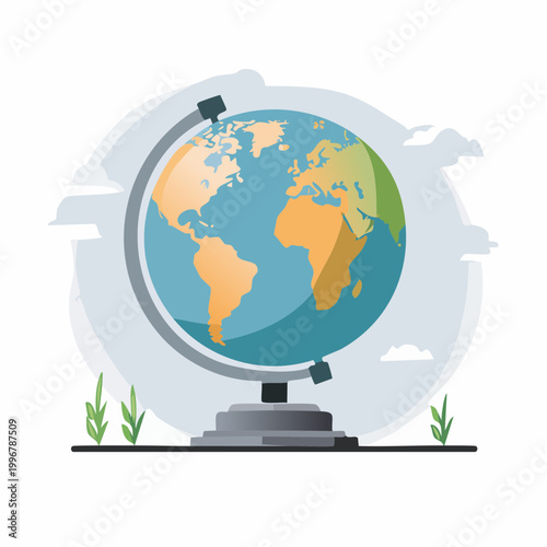 Illustration of a Globe showing continents and oceans