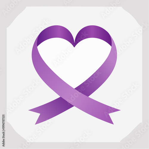 Purple Ribbon Heart Symbol