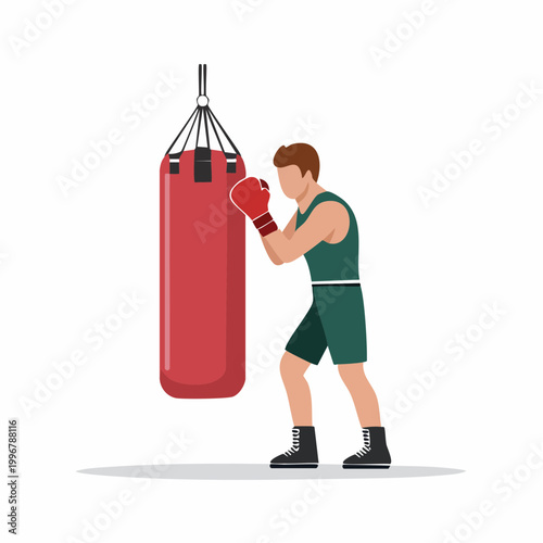 Boxer Training with Punching Bag