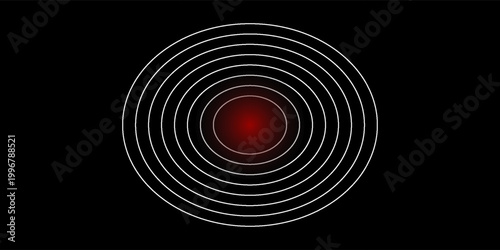 Pain Relief Target Icons: Concentric Red Circles for Healthcare, Radar, and Sound Wave Concepts. Pain red circle or localization mark, aching place sign, abstract symbol of pain