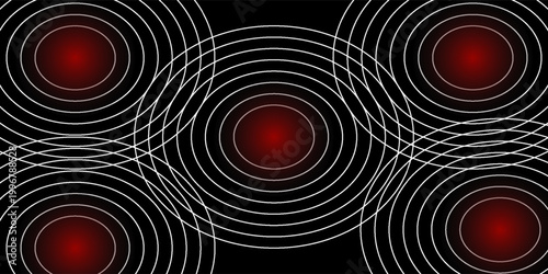 Pain Relief Target Icons: Concentric Red Circles for Healthcare, Radar, and Sound Wave Concepts. Pain red circle or localization mark, aching place sign, abstract symbol of pain