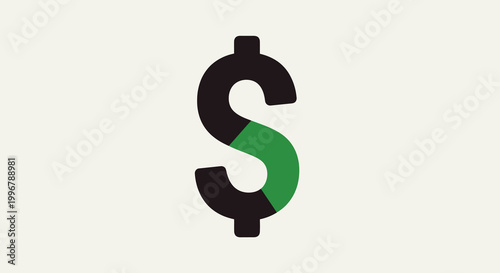 A partially colored dollar sign icon representing financial growth, monetary exchange, and economic concepts with a distinct visual appeal