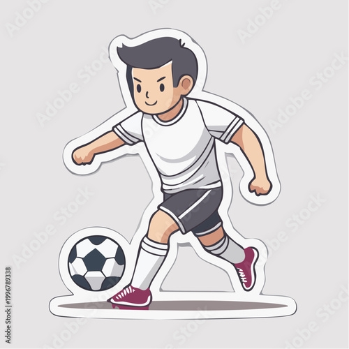 Cartoon Soccer Player Kicking Ball