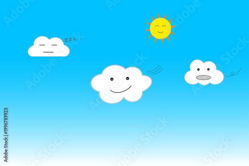 青空に浮かぶかわいらしい白い雲