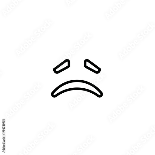 Minimalist sad face line art illustration expressing sorrow or disappointment