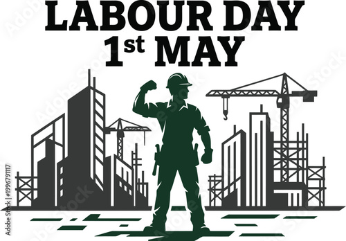 labour day poster with construction worker silhouette