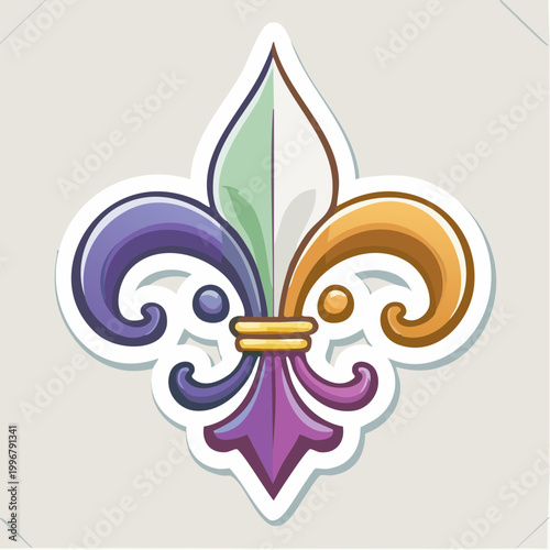 Fleur de Lis Symbol with Purple, Green, and Gold Colors