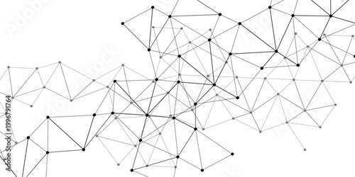 Vector Interconnected nodes form complex network, intricate web of data points illustrates digital connectivity and global communication.