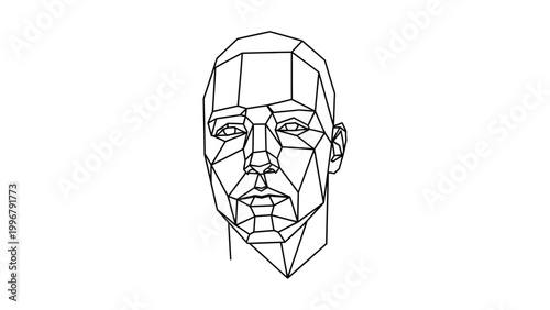 Geometric polygonal line art portrait head.