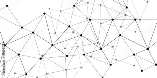 Vector Intricate network illustration of interconnected nodes and lines, symbolizing connectivity, data flow, and abstract digital landscape.