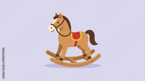 Cute rocking horse toy with simple shapes and clean lines perfect for