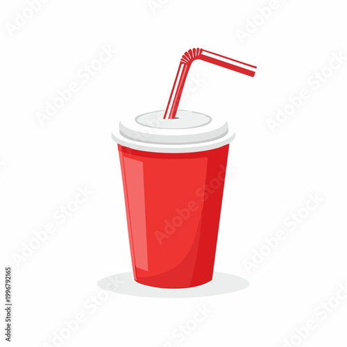 Red Disposable Cup with Straw