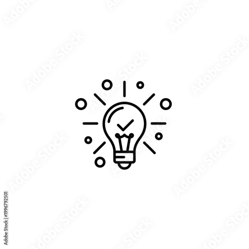 Creative light bulb idea concept with checkmark symbol innovation creativity