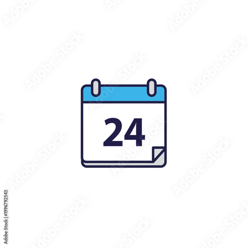 Blue calendar page icon featuring the number twenty four calendar schedule