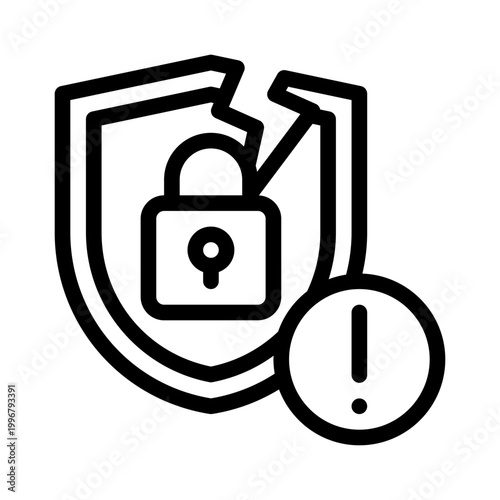 security breach line icon