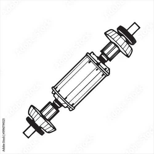 Automotive Shock Absorber Suspension Component Technical Line Art Illustration