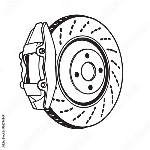 Brake Disc and Caliper Automotive System Illustration
