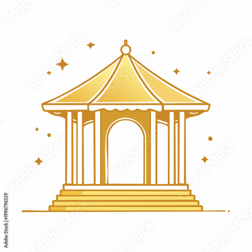 Golden Gazebo Icon with Stars