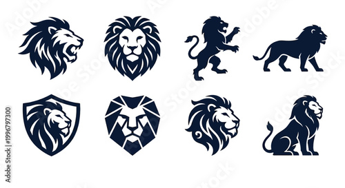 lion silhouettes in various poses and styles