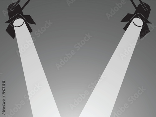 Stage spotlights vector illustration. stage spotlights vector for concert. theatrical lighting design.