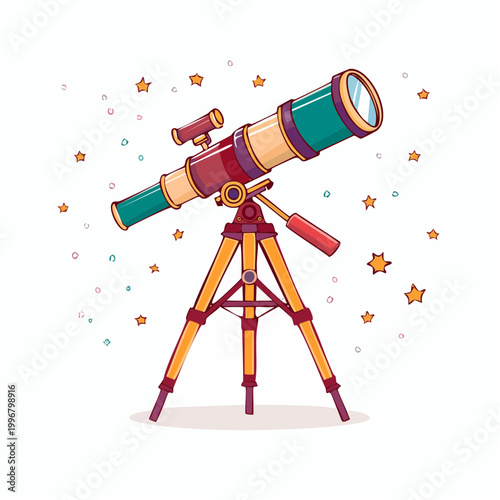 Cartoon Telescope with Stars