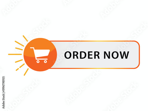 Order now button with shopping cart icon and orange promotional radial design.