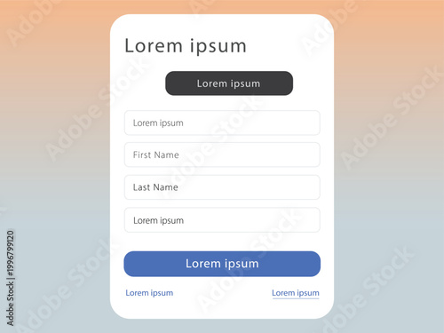 Modern ui form template with text fields and rounded corners.