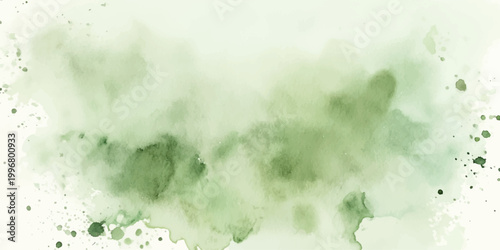 Pale green watercolor splatter and ink wash texture on white paper with watercolor splatter background abstract artistic creative illustration handcrafted decorative wallpaper