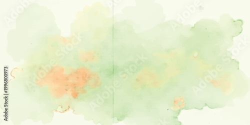 Abstract pastel green and peach watercolor wash background with soft texture watercolor background abstract ethereal artistic creative gradient illustration decorative handcrafted romantic