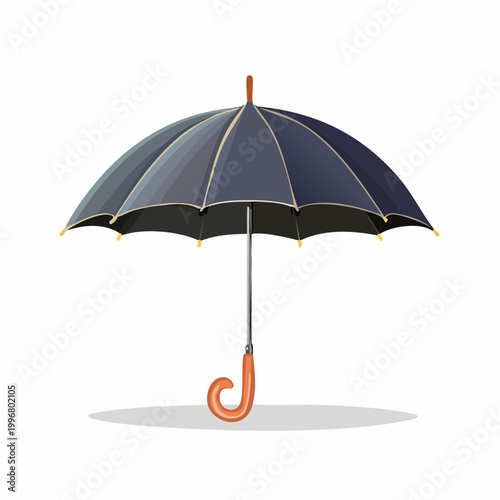 Classic Dark Blue Umbrella with J-Shaped Handle