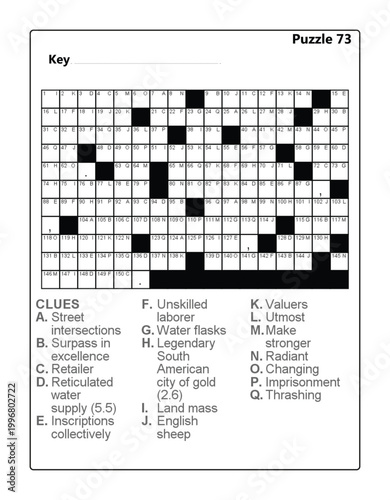 Printable Acrostic Puzzle with Clues for Vocabulary and Brain Training Acrostic Vol 3 Puzzle 73