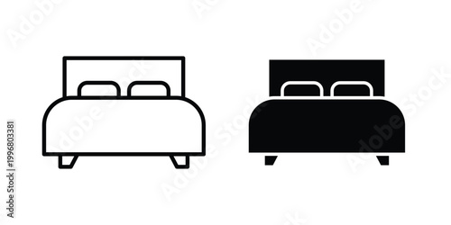 Bed icon design project. Editable clipart and line icons