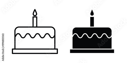 Birthday cake icon design project. Editable clipart and line icons