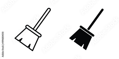 Broom icon design project. Editable clipart and line icons